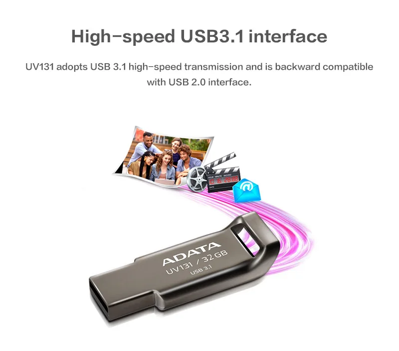 128 gb pen drive ADATA UV131 USB 3.1 64GB Pen Drive 32GB Flash Disk 16GB U Disk High Speed Metal USB Pendrive Memory For Computer 100% Original usb c thumb drive