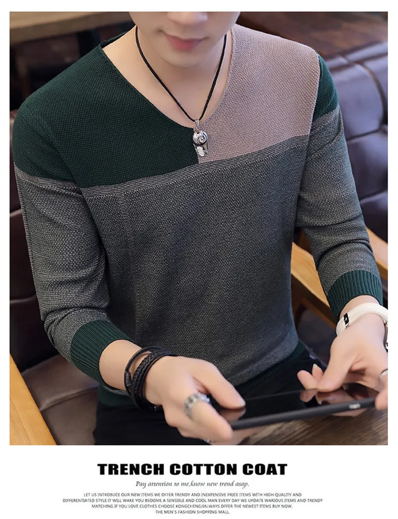 Осень-зима Для мужчин s Повседневное Slim Fit мужской свитер с о-образной горловиной Для мужчин из овечьей шерсти детская одежда