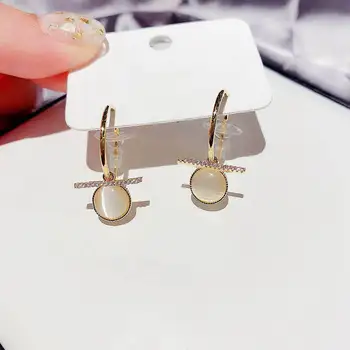 

Micro Pave Bar Opal Earrings For Women 2020 New Jewelry Delicate Simple Earings Korean Styles