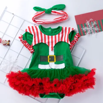 

New Pattern Romper Tutu Dress First Christmas Baby Clothing Girls Clown Suit 2019 New Year Party Dresses Infant Clothes 2pcs Set