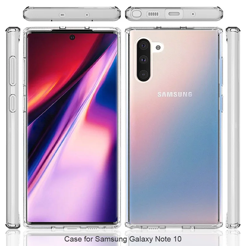 Для samsung Note 10 чехол Кристалл Гибридный Бампер прозрачный жесткий акриловый задняя крышка для samsung Galaxy Note10 Pro Note10+ чехлы для телефонов