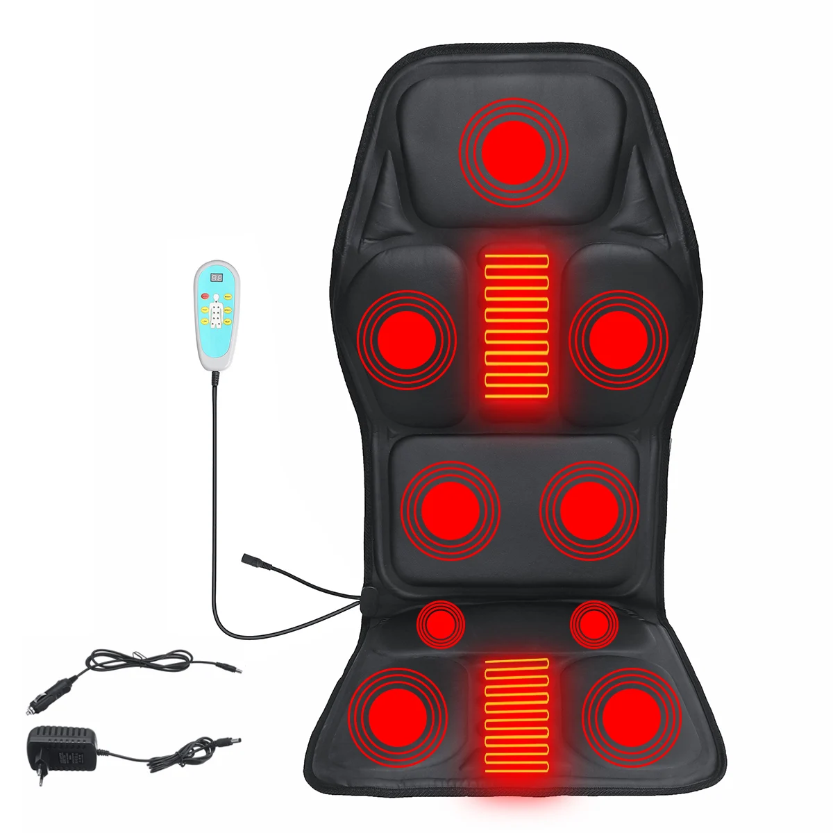 Electric Back Massager Chair Massage Cushion Vibrator Home Car Office Neck Lumbar Waist Pain Relief Seat Pad Heated Massage Mat