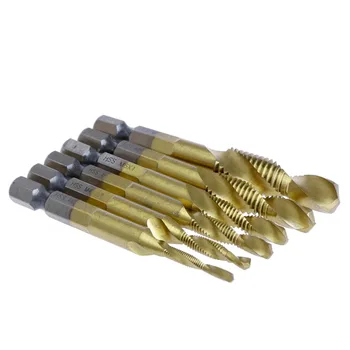 

Drop Shipping 6 Pcs/Set Titanium Coated Drill Bits Hex Shank Spiral Tap
