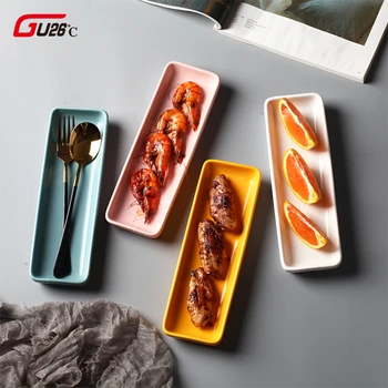 

Japanese Sushi Plate Ceramic Creative Rectangular Dish Snacks Snack Plate Personality Retro Tableware Ceramica Set Plate