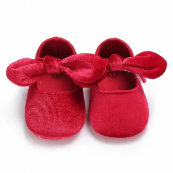 

Cute Baby Girl Bowknot Soft Sole Prewalker Crib Shoes Cotton Newborn Non-slip Footwear Kids First Walkers