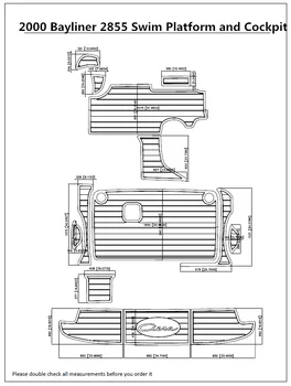 

2000 Bayliner 2855 Swim Platform and Cockpit Pad With CIERA Logo Boat EVA Teak Decking 1/4" 6mm