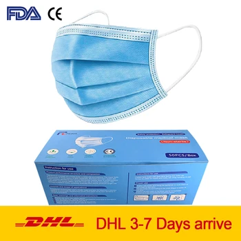 

Mouth Face Masks Anti-bacterial Elastic Ear Loop Dust Filter Safety Mask CE FDA 3-layer Protective Disposable 10/20/50/100 Pcs