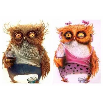 

100% Full 5D Diy Daimond Paintings cartoon Owl 3D Cross-stitch Round Rhinestones Full Pasted Diamant Painting Embroidery animals