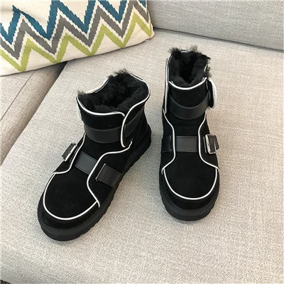 Scarpe donna/зимние ботинки; женская обувь; Botines Mujer; женская обувь из флока с круглым носком; chaussures femme; женские ботинки с пряжкой; обувь с мехом на среднем каблуке