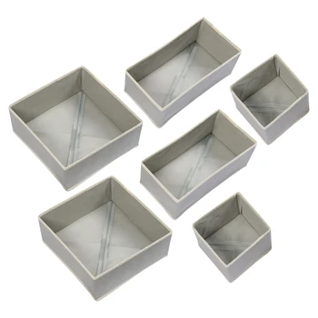 

6Pcs Non-woven Multifunctional Underwear Storage Box Cloth Bra Storage Bucket