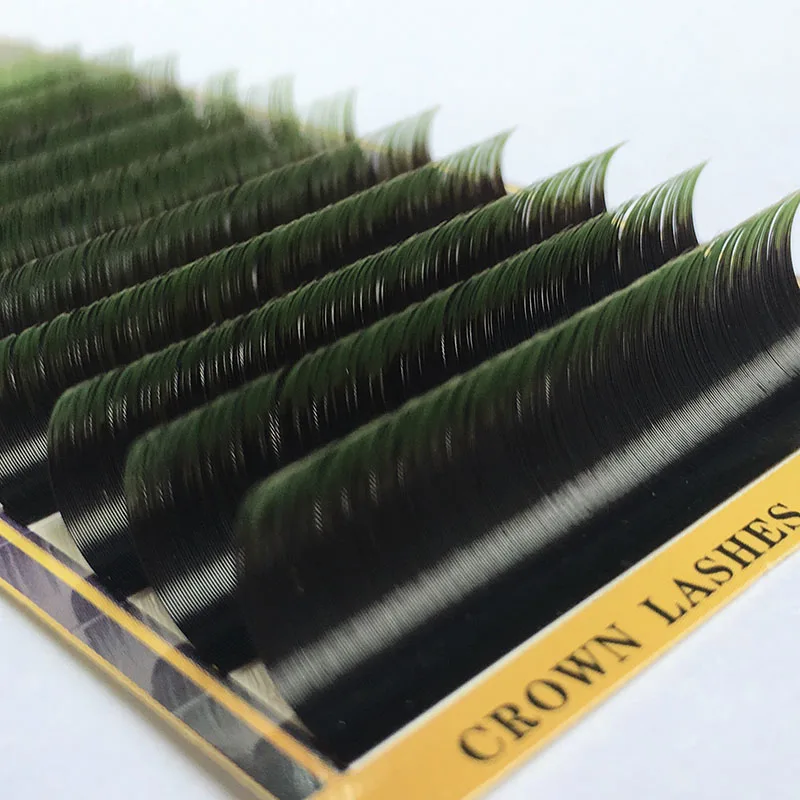 

Dual Color C D 0.07 0.15 7-15mm CrownLash 2tone Ombre Green Gradient Eyelash Extension Silk Lash