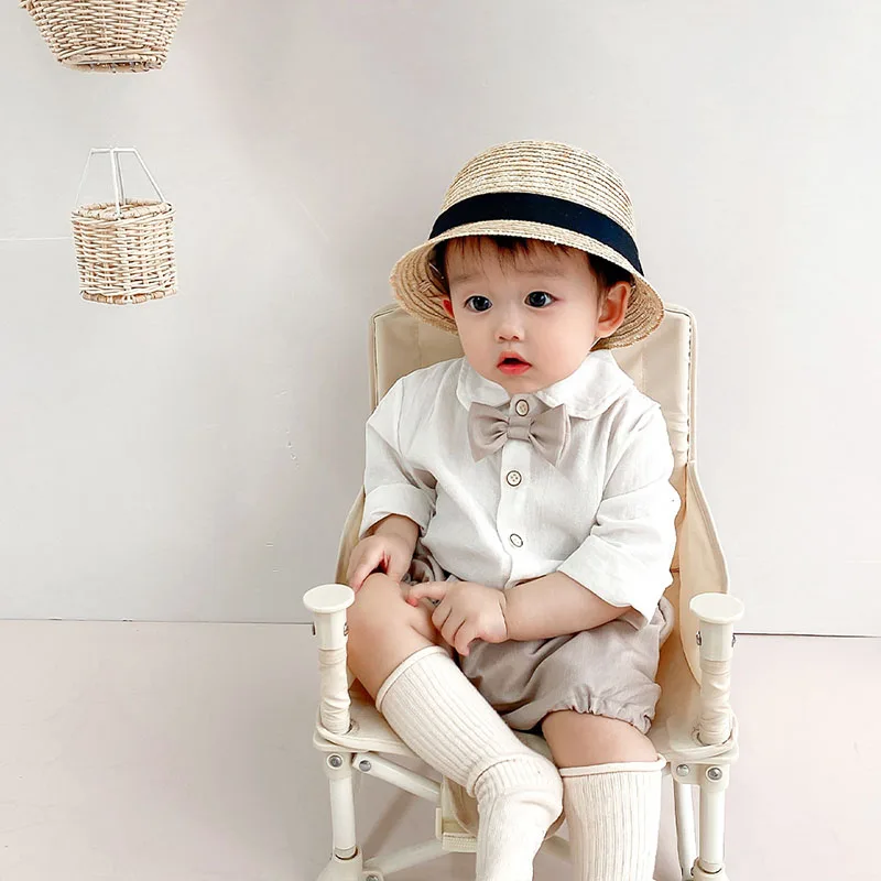Spring Formal Kids Clothing Set Toddler Suit Bow Tie Shirt Shorts