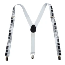 Стильные модные подтяжки унисекс для взрослых, черные, белые, фортепианные, с рисунком клавиатуры, Эластичные подтяжки Y-back, подтяжки