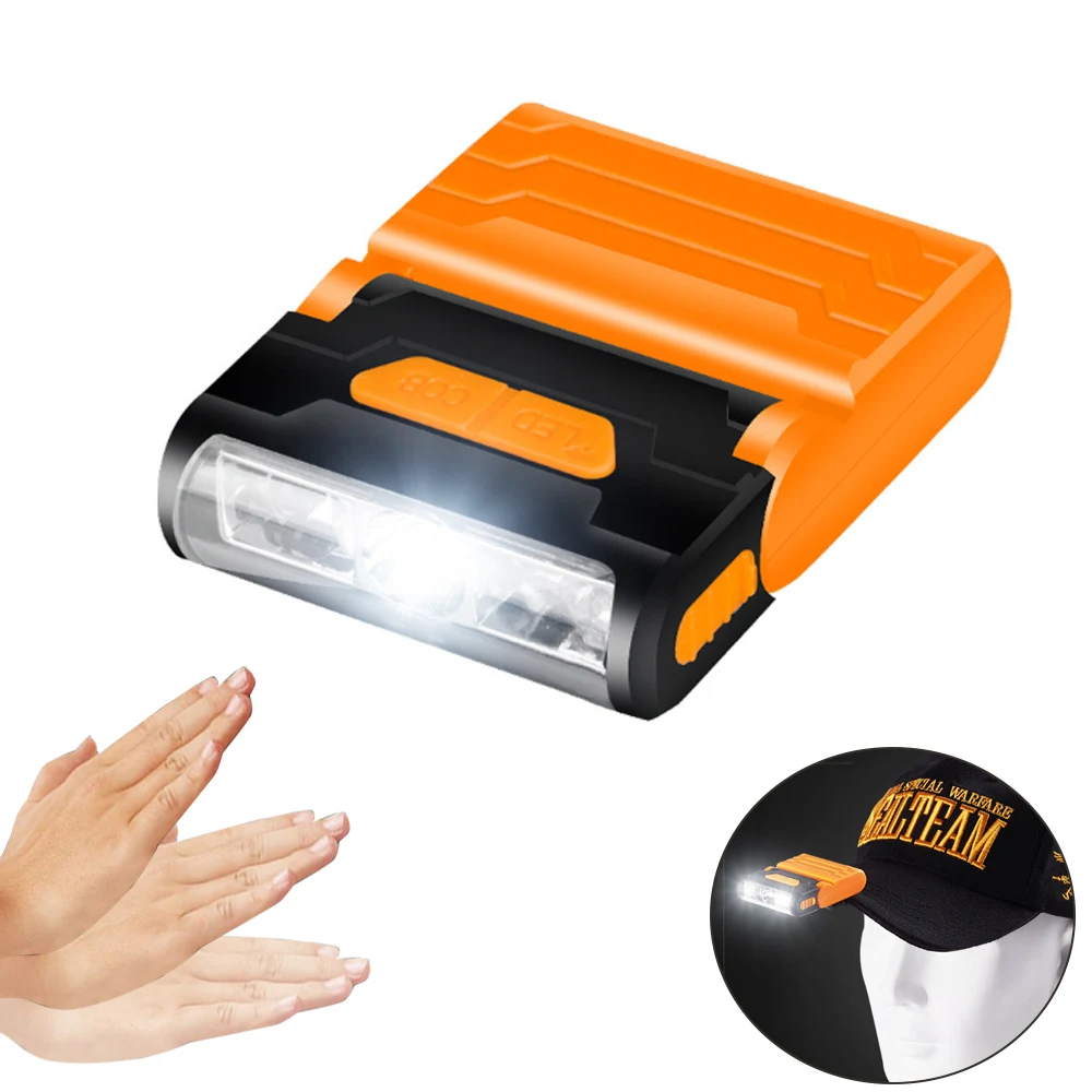 

Rechargeable Body Motion Sensor Led Headlamp Hat Clip Light Adjustable Lamp Cap Waterproof Material Built-In Lithium Battery