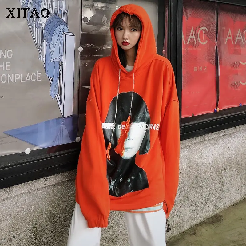 

XITAO Tide Patchwork Print Sweatshirt Women Clothes 2019 Fashion Loose Hoodie Casual Match All Sweatshirt Top Autumn New GCC1578