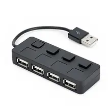 Универсальный 4 порта USB 2,0 индивидуальный переключатель зарядный кабель Центральная станция сплиттер