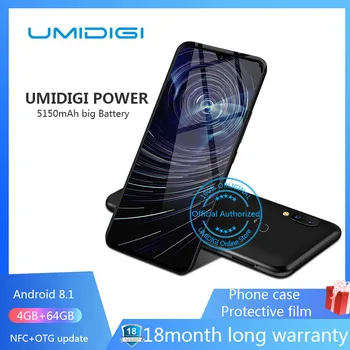 Перейти на Алиэкспресс и купить Оригинальный Новый UMIDIGI Power Android 9,0 4 Гб 64 Гб Helio P35 восьмиядерный смартфон MTK 16MP 5150 мАч NFC 4G LTE 6,3 ''FHD + мобильный телефон