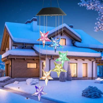 

Creative Star LED Solar Wind Chimes Light Color Change Classic Texture Practical Multi-functional Decorative Hanging Lamps