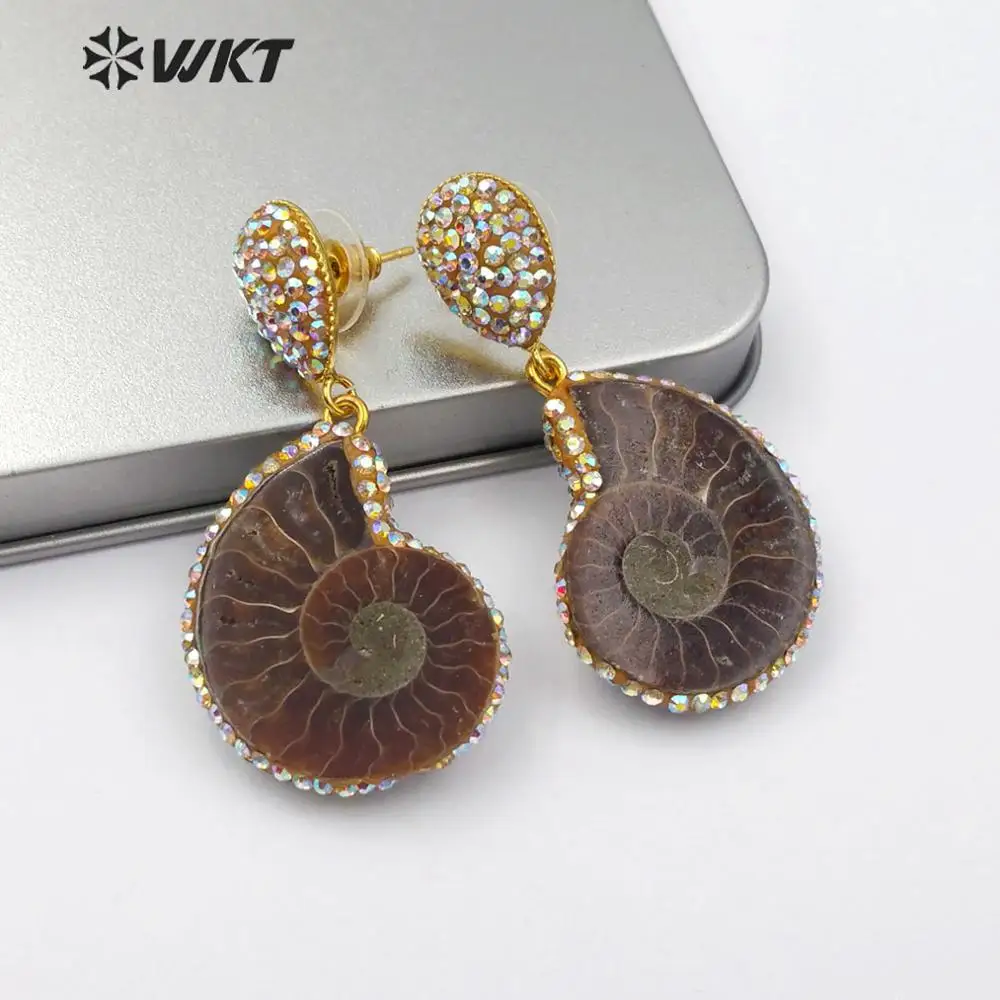 WT-RE089 WKT Новое поступление Ammolite в форме трубы серьги женские модные серьги ювелирные изделия подарок для женщин