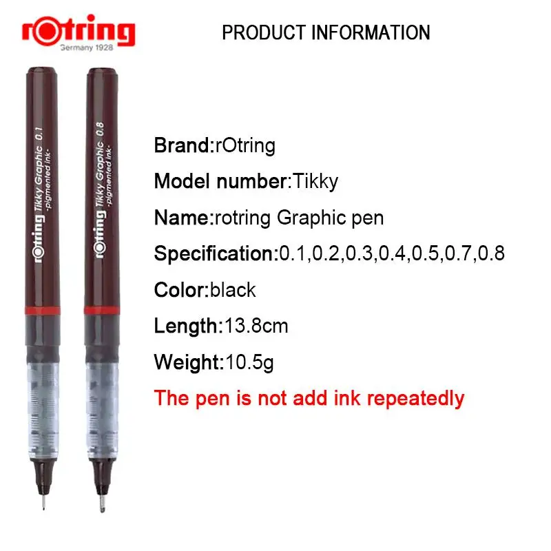 Rotring Tikky Graphic Pen Black Pigmented Ink Drawing Design Pen 1 Piece -  Art Markers - AliExpress