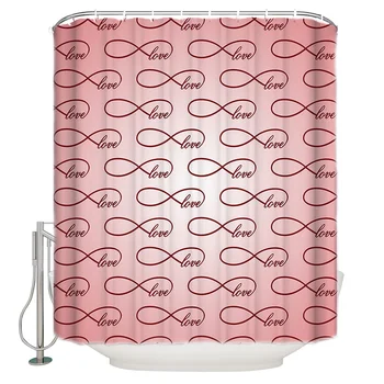 

Shower Curtain Waterproof Polyester With 12 Hooks Love Pink