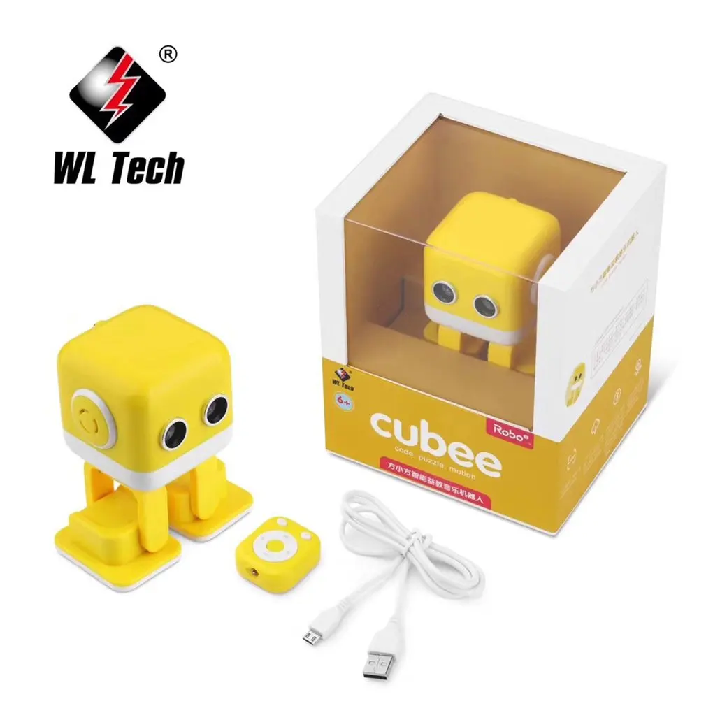 Цвет: желтый WLtoys Cubee F9 Интеллектуальный мини-робот для ходьбы, музыкальный танцевальный светильник, детская игрушка, программирование, приложение, дистанционное управление, препятствие, авои танец - Цвет: Цвет: желтый