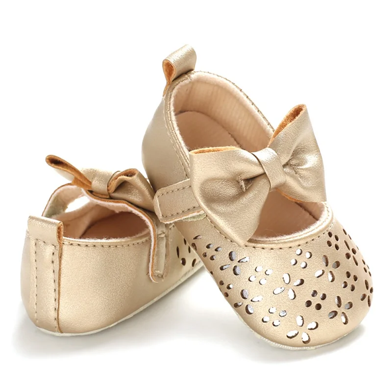  Hot Baby Girl Breathable Bow Design Anti-Slip Shoes Casual Sneakers Toddler Soft Soled First Walker