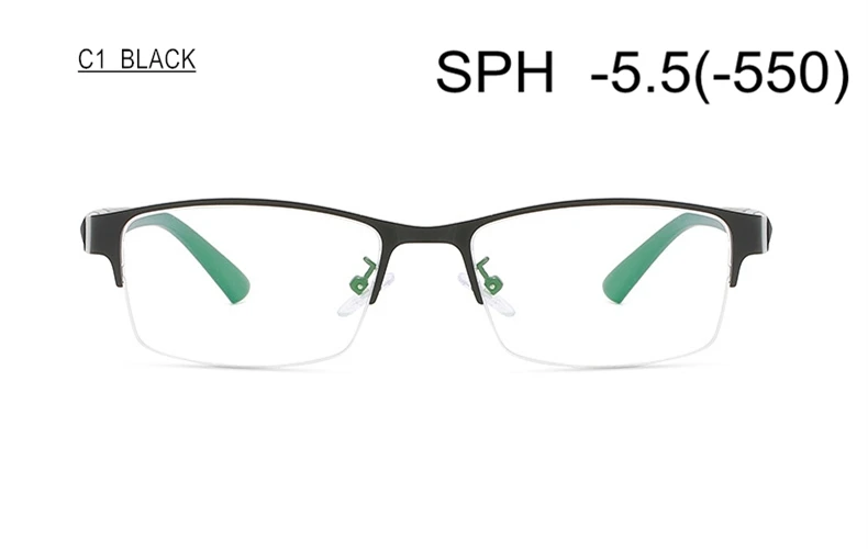 Myopia Glasses Diopter-0.5-1-1.5-2-2.5 To-6 Women Men Upscale TR90 Half Frame Finished Prescription Spectacles Nearsighted - Цвет оправы: C1 (-5.5)