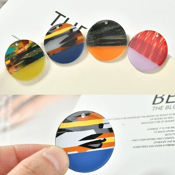 

High level feeling spring sky color system contrast mesh splicing acrylic acetate disc DIY Earrings accessories 2pcs