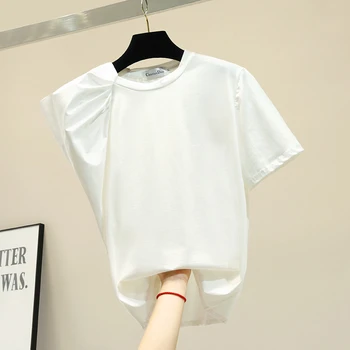 

Fashion Short Sleeve T-shirt Women 2020 Summer and Spring Korean-style Ladies T Shirts Round Neck Solid Color Tops Female
