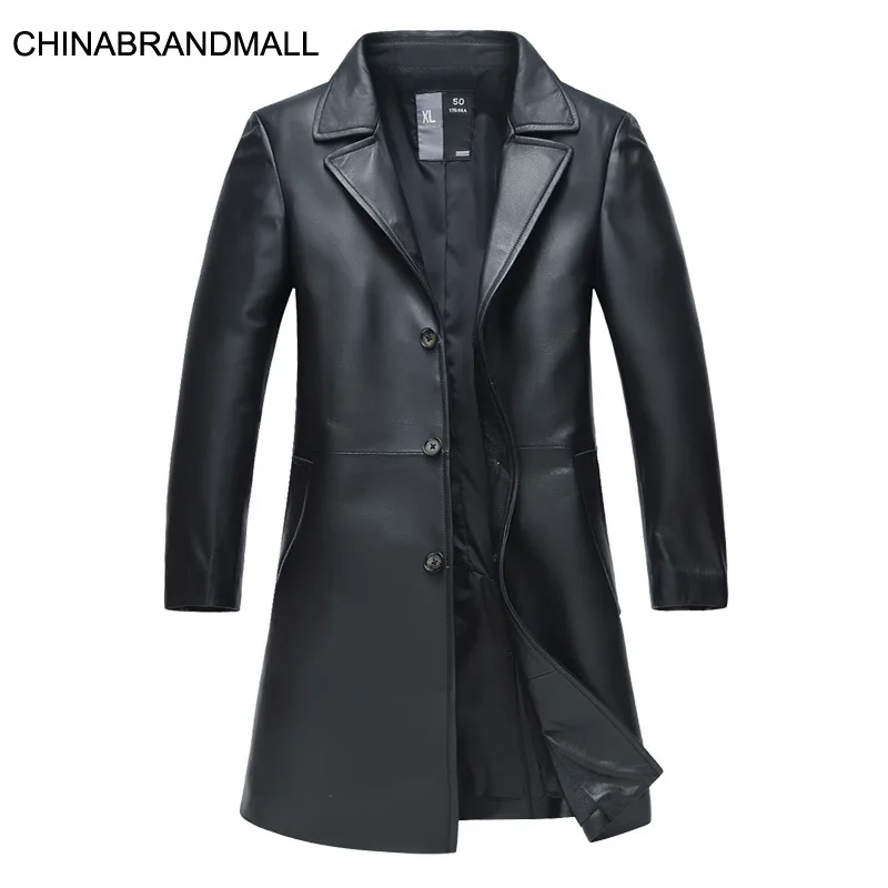 

Men Autumn Lengthened Money Sheepskin Genuine Leather Windbreaker Fat Man Plus Fat Plus Size Suit Collar Leisure Coat Super