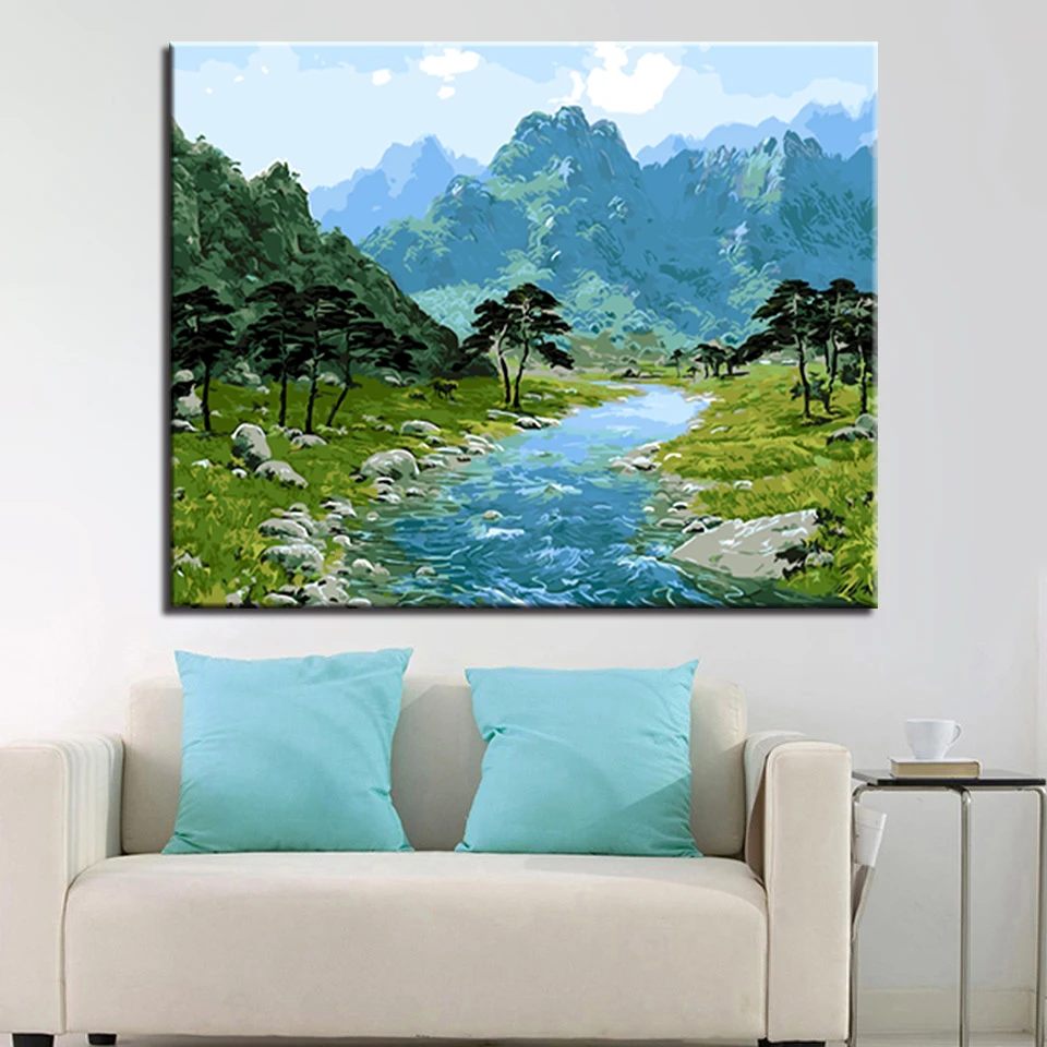 

Murmuring water DIY Painting By Numbers Kits Calligraphy Painting Acrylic Paint By Number For Home Decoration A work of art