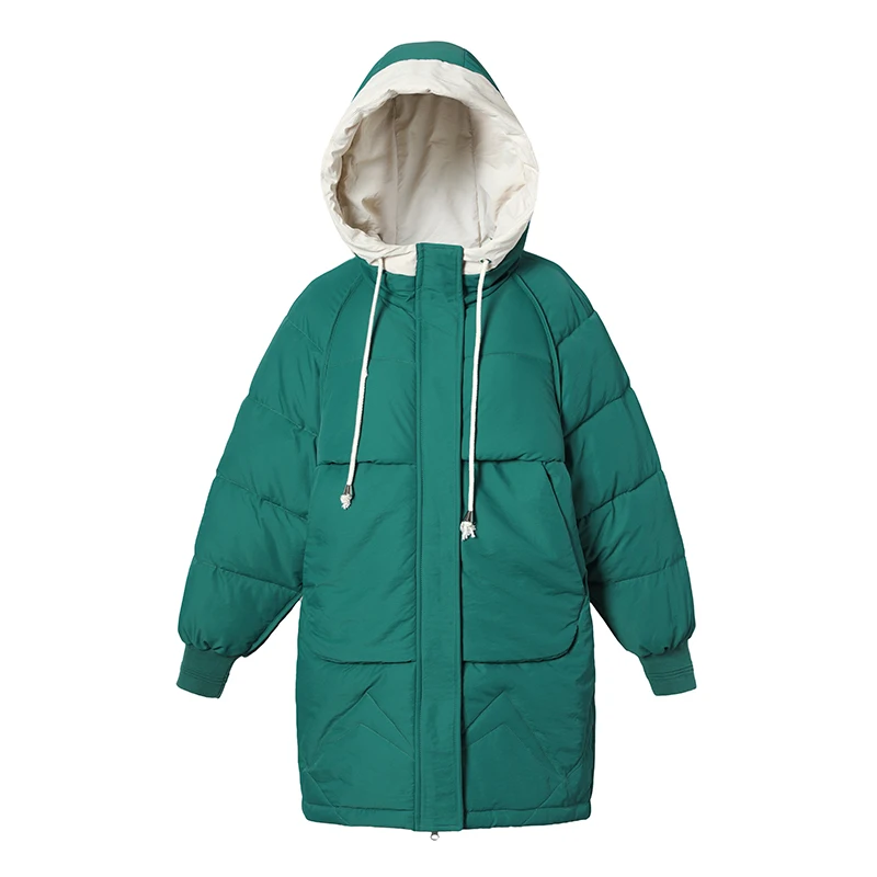 Зимнее женское пальто, Женская куртка с капюшоном, длинная парка, осенняя свободная теплая хлопковая пуховая куртка