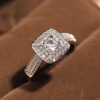 925 Sterling Silver Square Zircon Ring – Women’s Wedding & Eternity Band