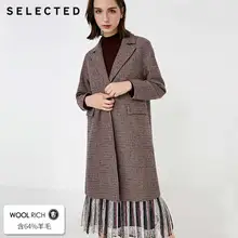 Избранное Женское зимнее шерстяное пальто с отворотом в ломаную клетку S | 418427513