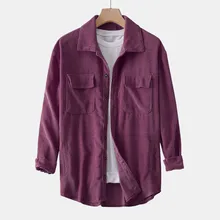 Мужские свободные рубашки, Вельветовая рубашка, Мужская Осенняя модная куртка, повседневные однотонные Топы с длинным рукавом, вельветовые повседневные блузки# g3