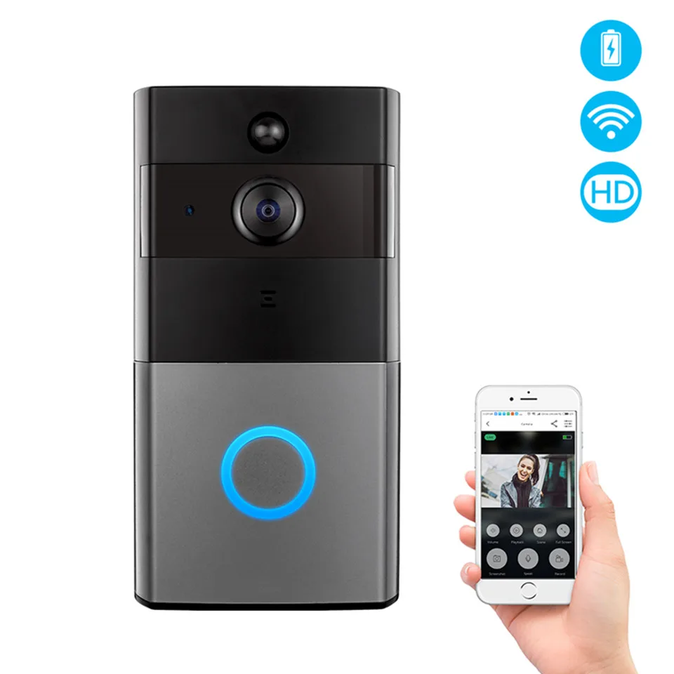 Campainha com Detecção de Movimento Telefone da Porta de Vídeo sem Fio com Chime Tuya Wifi Vídeo Two-way Intercom Função Câmera hd 1080p - 6 de movimento two-way intercom função tuya câmera