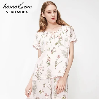 

Vero Moda Women's Short-sleeves Drawstring Folded Trims Floral Lounge Wear | 3191P9503