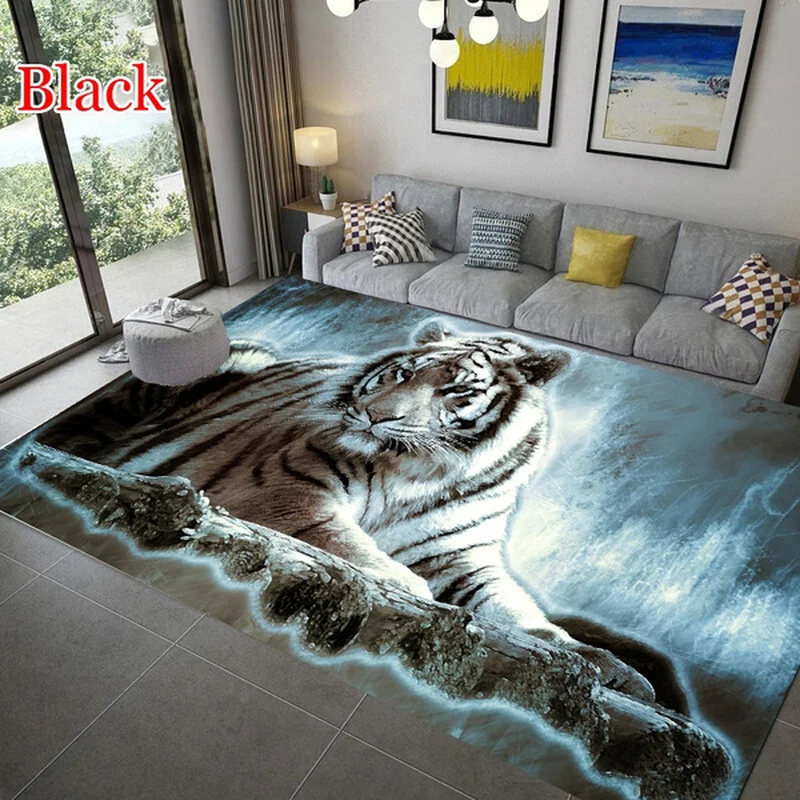 3D Tiger Printed Non-slip Hallway Rug Kitchen Runner Rug Bath Mat