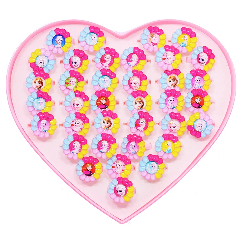 

Wholesale 20pcs Love Mixed Cartoon Jewelry Accessories rainbow flower shape Princess for Baby Children Girls Kids Rings Gifts
