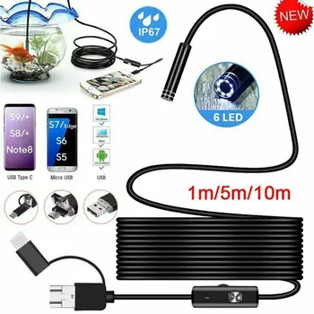 

Waterproof HD Endoscope USB Type-C Borescope Inspection Snake Camera for Android 2M Black Hard Cables