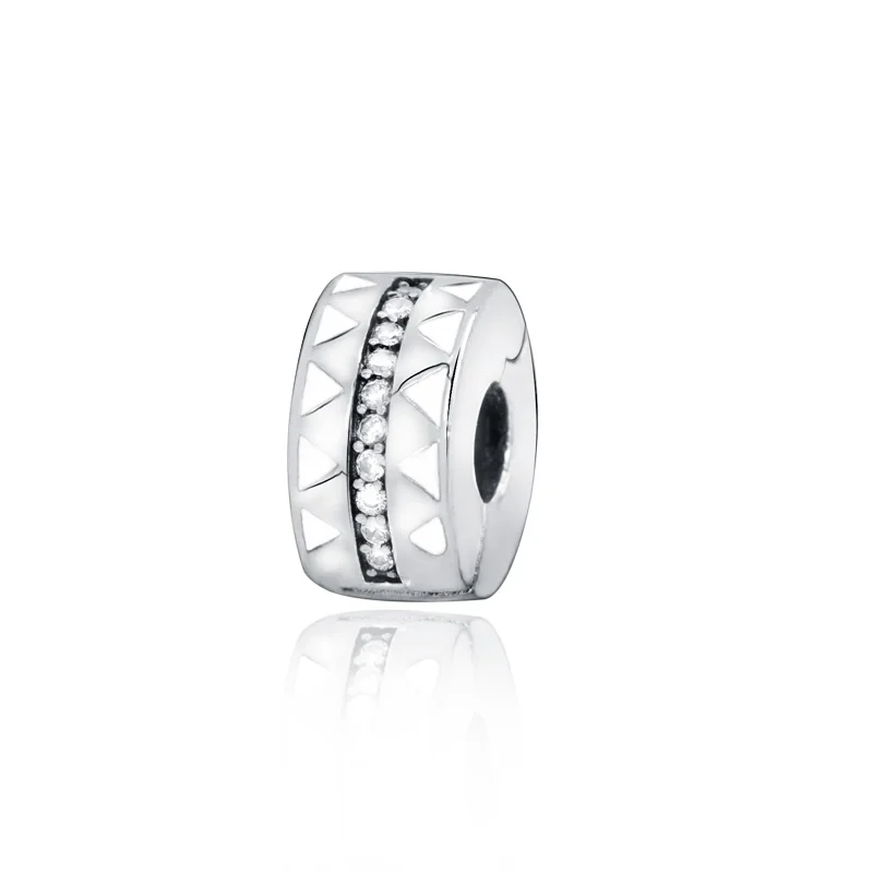 

New Arrival 100% 925 Sterling Silver Beads, Sparkling Jagged Lines Clip Charms fit Original Pandora Bracelets Gift jewelry