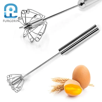 

14 Inch Manual Pressed Egg Beater Stainless Steel Handle Hand Push Semi-automatic Whisk Egg-beater Whisk Baking Tools