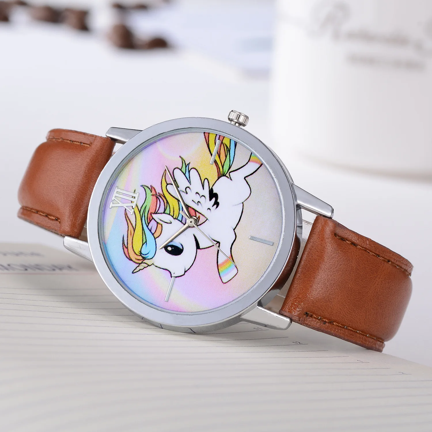 

Students Watch New Style Runnin Unicorn Pattern Fashion Casual Pu Watch