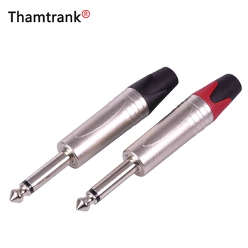 

10Pcs/5Pairs 1/4" Zinc Alloy Nickle Audio Plug Connector 6.35mm Jack Mono Assembly Microphone adapter Black & Red in 1pair