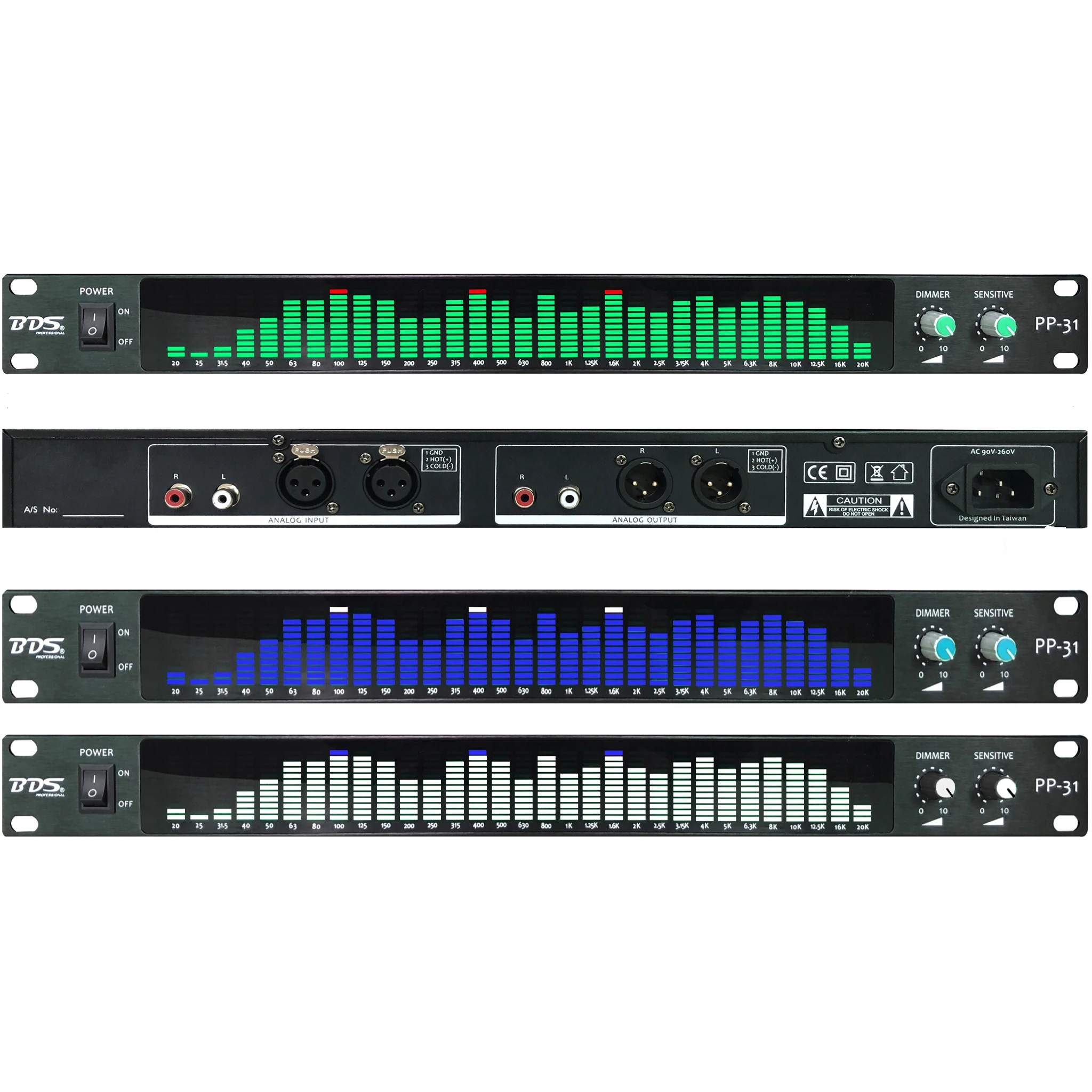 BDSPP31GreenBlueWhiteDigitalAudioSpectrumAnalyzerDisplay1U