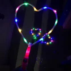 Vara de brinquedo com luzes de led em forma de coração, adereço brilhante, eletrônico, divertido, presente de natal, aniversário, brinquedo luminoso