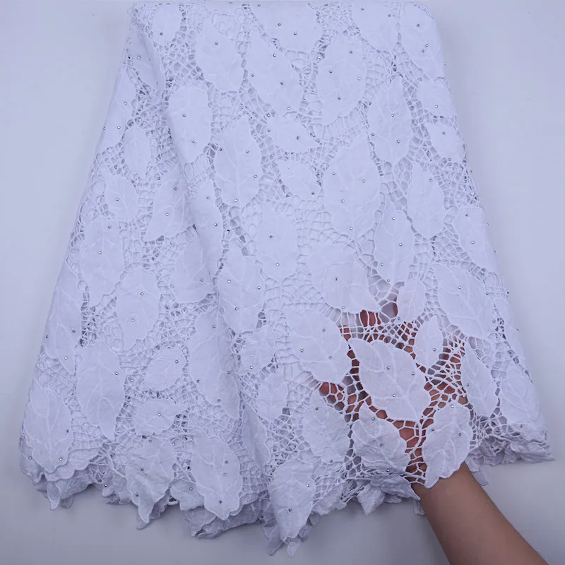 

Pure White Water Soluble Lace Guipure Lace Fabric High Quality Nigerian Lace Fabric 2020 African French Cord Lace For Wedding