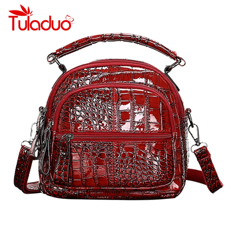 

Small Backpack Women Leather Shoulder Bag 2019 Multi-Function Crocodile Print Backpacks Female Bagpack Bag for Teenage Grils