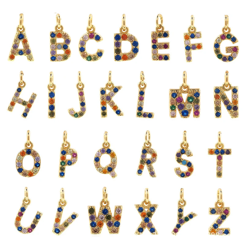 Golden Crystal Letter Charms Alphabet Charm Pendant For Bracelet Necklace Earring Anklet Handmade Making Jewelry DIY Accessories | Украшения